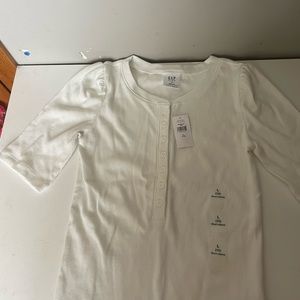 Girls ivory white ribbed Henley. New with tags.
